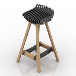Bar Chair Voca Wooden Legs 3d model