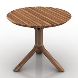 Round Wooden Coffee Table 3d model