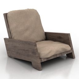 Mẫu ghế bành gỗ đồng quê 3d