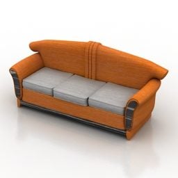 أريكة ريترو قماش برتقالي نموذج ثلاثي الأبعاد