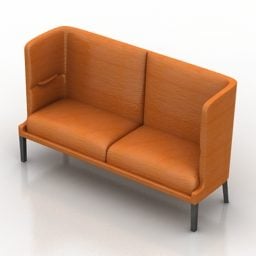 To sæder sofa 3d model med høj ryg
