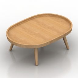 Oval Table Wooden Material 3d model