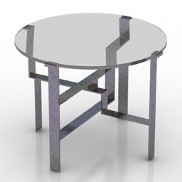 Table Glass Iron Legs 3d model