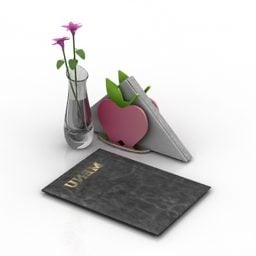 टेबल सजावट पुस्तक फूल फूलदान 3डी मॉडल