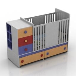 3д модель Кровать Детская Кроватка