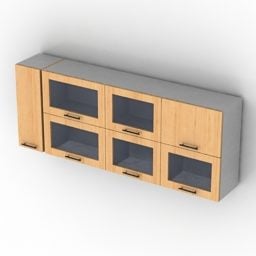 Model 3D cienkiej drewnianej szafki