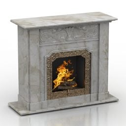 Classic Stone Fireplace 3d model