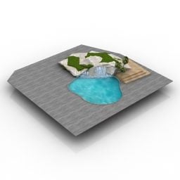 Modello 3d del paesaggio del parco della piscina