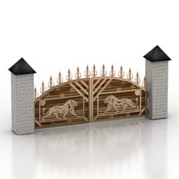 Mittelalterliches Verteidigungsgebäude-Torzaun-3D-Modell