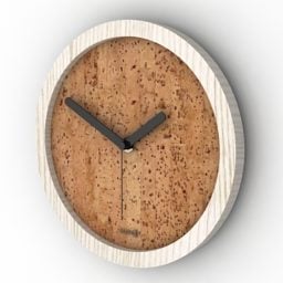 Modelo 3d de relógio circular de madeira de parede