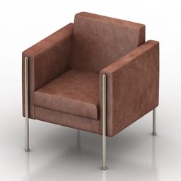 Leather Single Armchair 3d model
