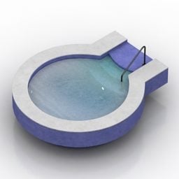 Schwimmbad mit dekorativem Felsen 3D-Modell