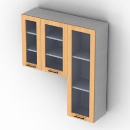 Modelo 3d de portas de vidro para armário de madeira