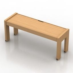Rectangle Wooden Bench 3d model