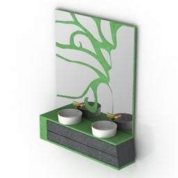 Two Wash Basin With Mirror 3d model