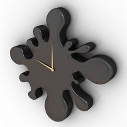 Clock Wood Ink Shape 3d model