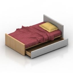 Single Bed Under Drawer 3d model