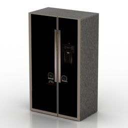 Чорний холодильник Side By Side 3d модель
