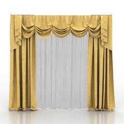 Yellow White Curtain Classic Style 3d model