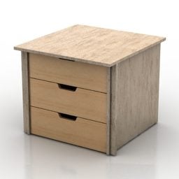 Wooden Locker 2 Drawers 3d model