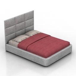3д модель двуспальной кровати с подкладкой на спинку