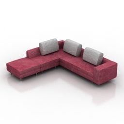 Canapé d'angle L rouge Arena modèle 3D