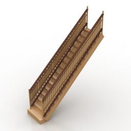 Modelo 3D clássico de escada de madeira