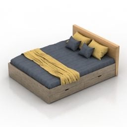 Wooden Bed 3d model