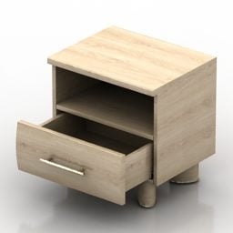 Einfacher Nachttisch aus braunem Holz, 3D-Modell