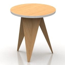 3d модель круглого дерев'яного столу з трикутними ніжками