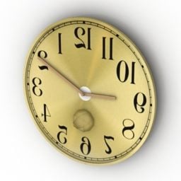 Modelo 3d de relógio redondo dourado
