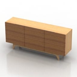 Jednoduchá dřevěná skříňka se zásuvkou 3D model