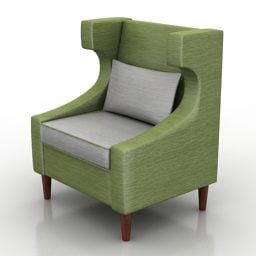 Green Fabric Armchair Wing Back Style 3d model
