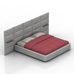 Grey Double Bed 3d model