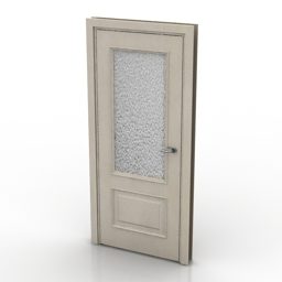 Door Wooden With Glass 3d model
