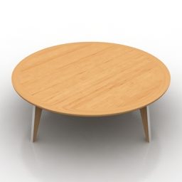 Round Wooden Table Furniture 3d model
