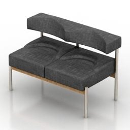 שחור 2 מושבים ספה פלאזה דגם תלת מימד
