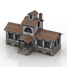 3д модель Винтажного Дома Фахверк