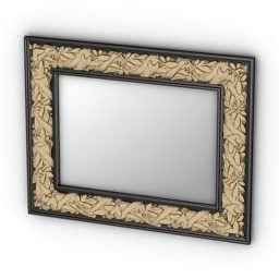Rektangel spegel guldram 3d-modell