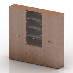 Armario delgado con puerta tallada de madera modelo 3d
