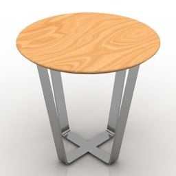 Simple Round Table Inox Legs 3d model