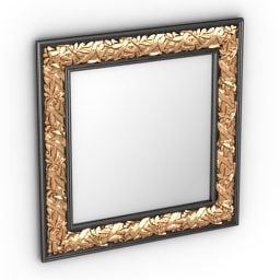 3д модель зеркала-кровати в квадратной золотой раме