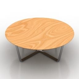 Round Wood Table Inox Legs 3d model