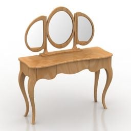 שולחן איפור עם מראה מלבנית דגם תלת מימד