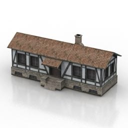 3д модель загородного фахверкового дома