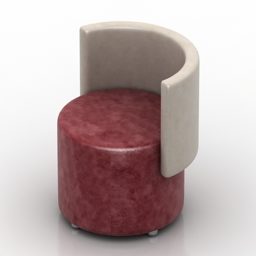 Round Leather Armchair 3d model