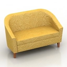 Yellow Fabric Sofa 2 Seats 3d model