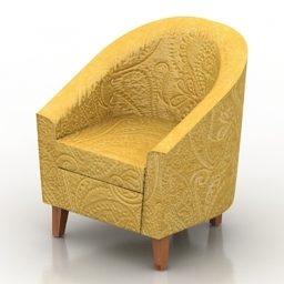 Gele enkele fauteuil Rafaela 3D-model