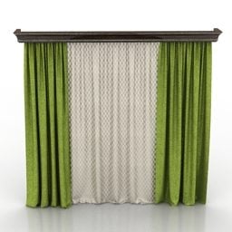 Curtain 2 Layers Green White 3d model
