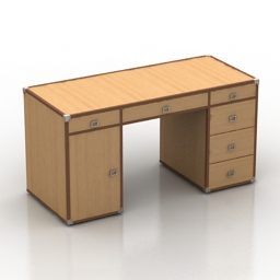 Working Wood Table Biurko 3d model